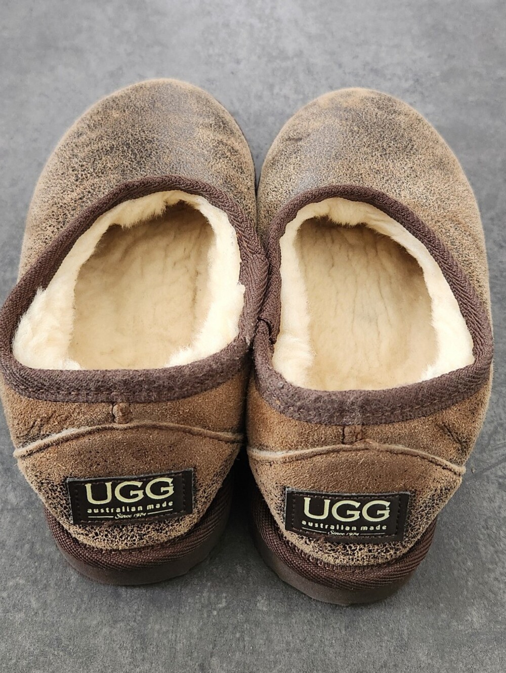 UGG Brown Suede Shearling-Lined Slip-Ons